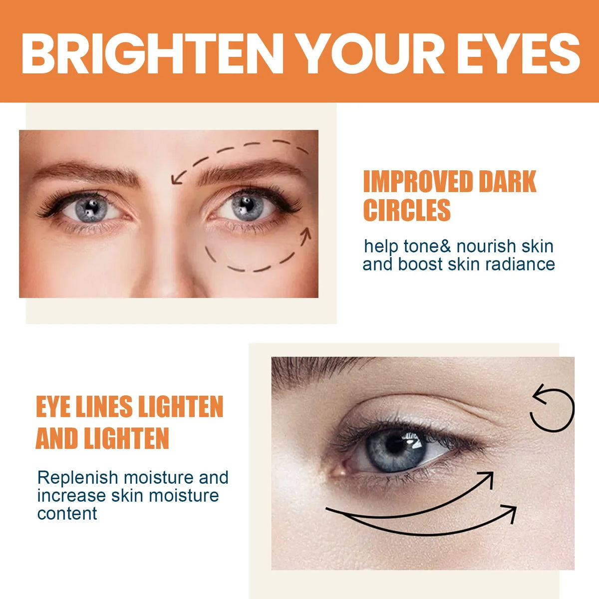 Vitamin C Eye Cream Stick Anti-Wrinkle Moisturizing Balm Eye Bag Removal Dark Circles Reduce Fine Lines Anti Puffiness Eye Cream