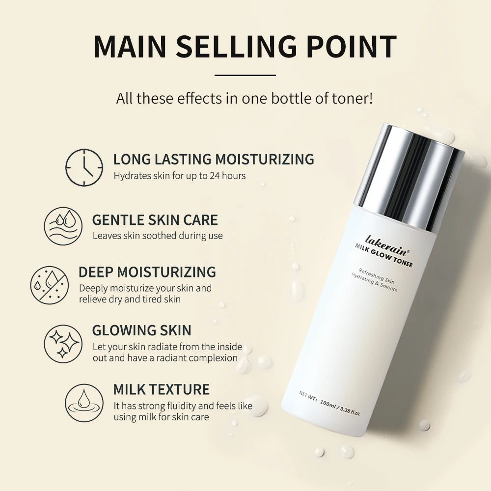 100ml Milk Glow Toner Brightening Skin Toner Powerfully Moisturizes Relieve Dry And Tired Skin Locks Moisture Skin Toner Makeup