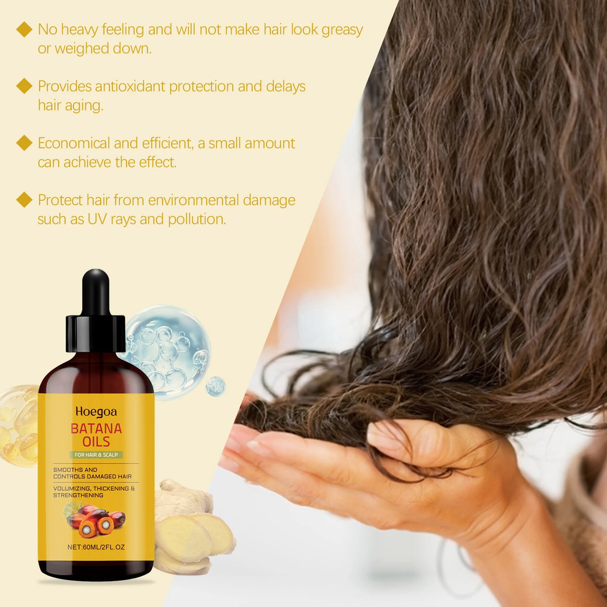 Natural Organic Batana Hair Care Essence Oil Fast Hair Growth Nourishing Smooth Strengthen Root Scalp Hair Care Essence Oil 60ml