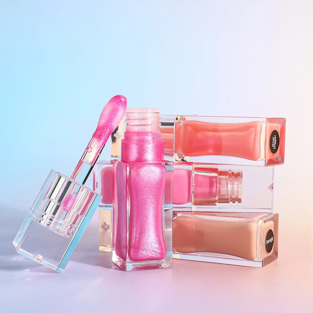 Private Label Lip Gloss Pigment Long-lasting Waterproof Matte Glossy Custom Logo Makeup Wholesale P238 Transparent Square Tube