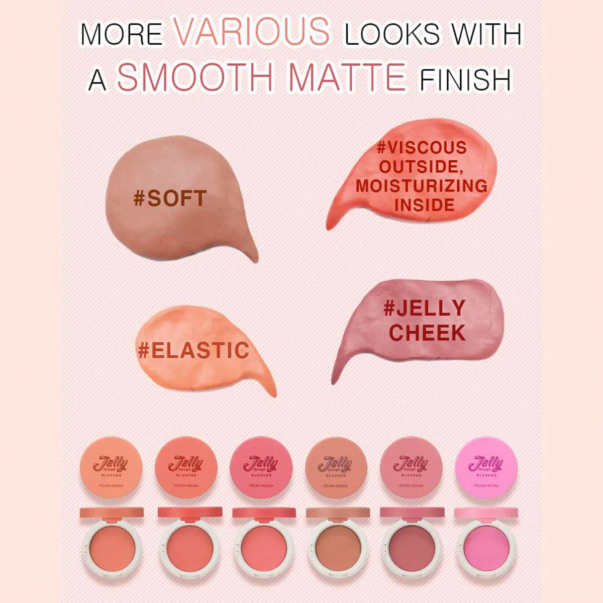 HOLIKA Jelly Dough Blusher,Gel Texture,Hydrating&Non-Sticky,Luxury Makeup,Smooth & Blendable,Korean Cosmetic Makeup,Makeup