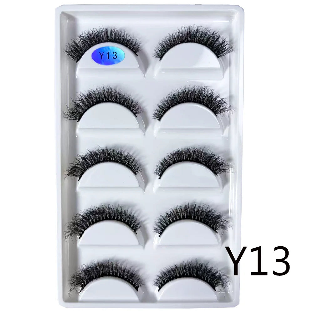 NEW 5 Pairs 3D Y08 Natural Mink False Eyelashes Fluffy Style Makeup Eyelash Fake Eye Lashes Faux Cilios Make Up Beauty Tools