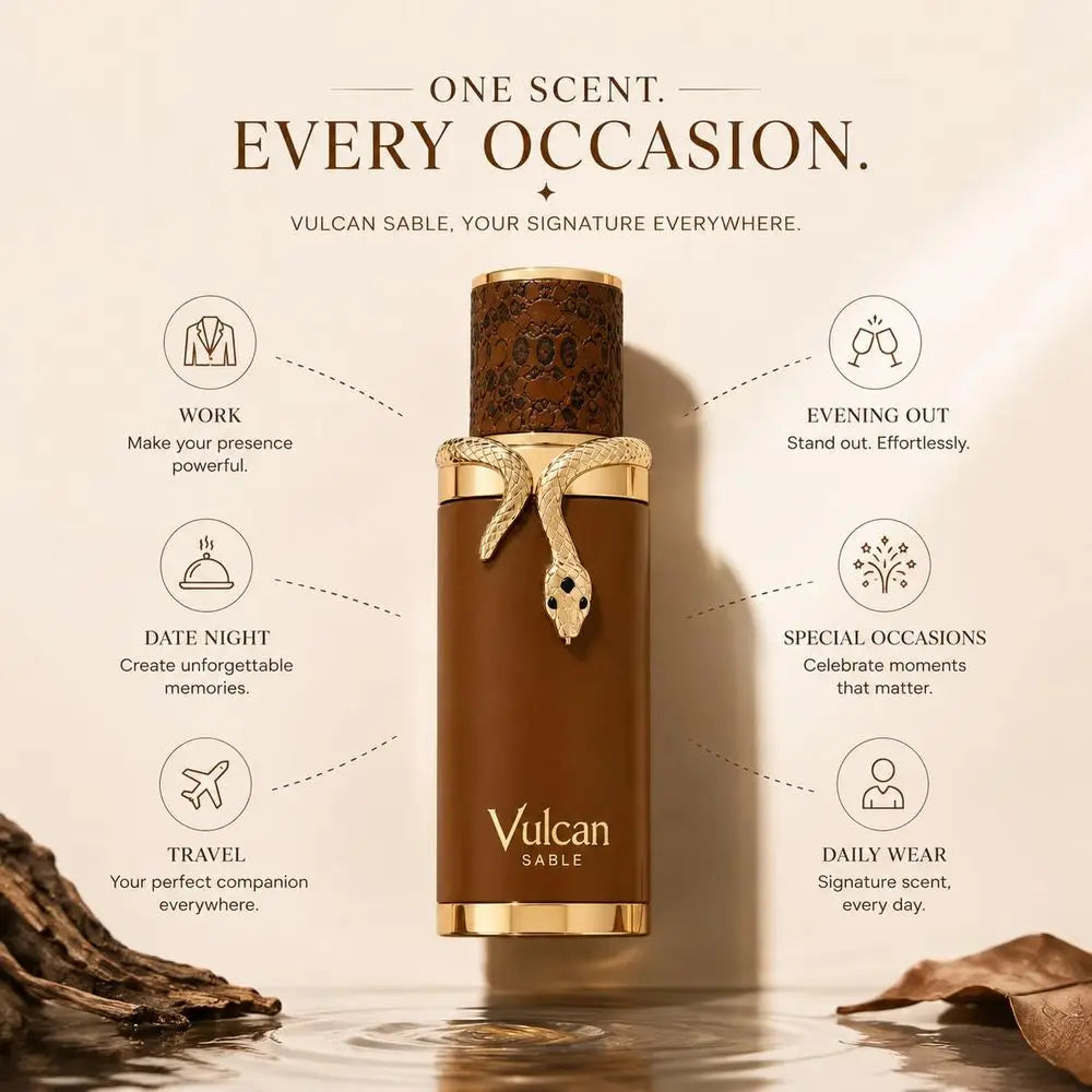 French Avenue Vulcan Sable EDP 100ml 3.4oz Eau De Parfum Spray Long‑Lasting Woody Oud Scent Dubai Arabian Luxury Perfume For Men Women