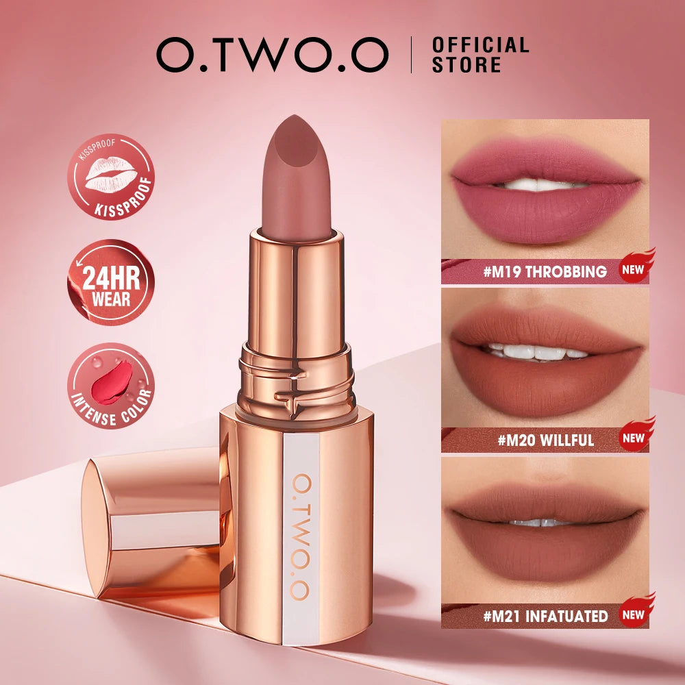 O.TWO.O Matte Lipstick Lip Tint 8 Colors Waterproof Long Lasting Non-stick Cup Sexy Highly Pigmented Velvet Lip Sticks Lip Stain