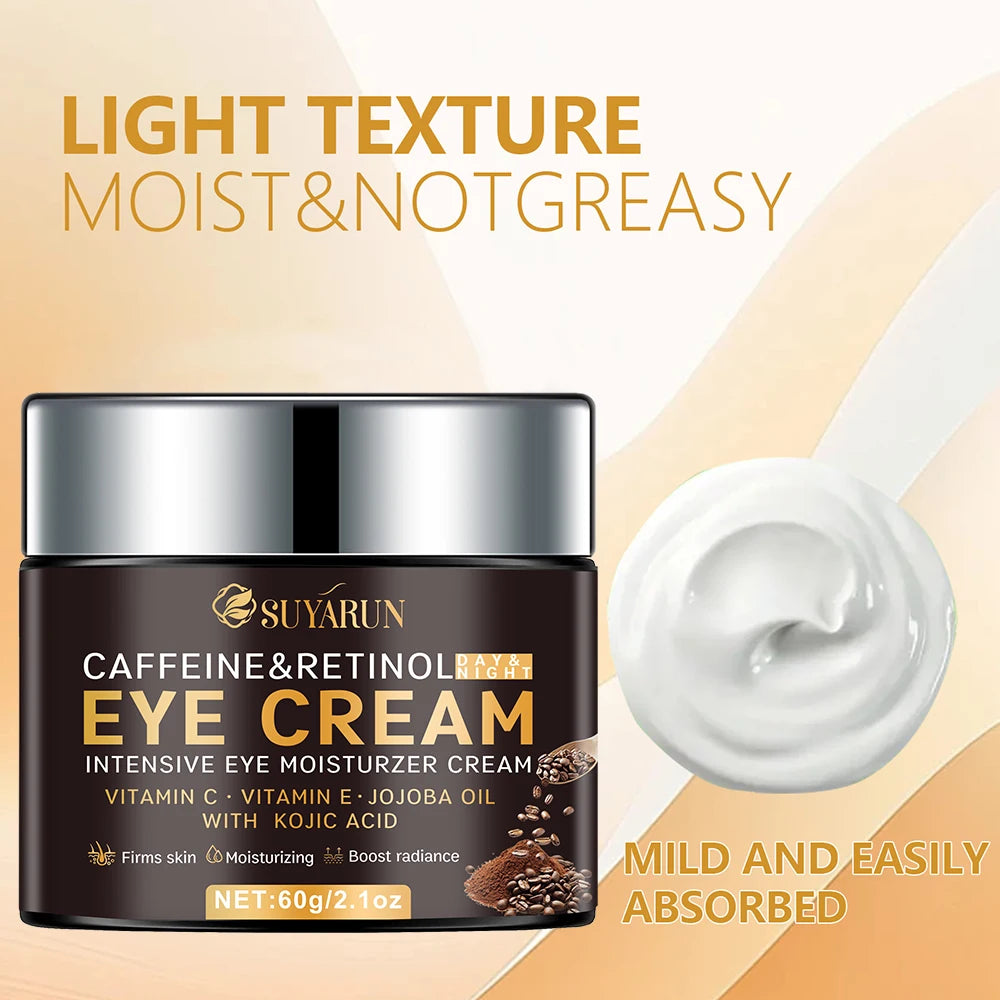 SUYARUN Anti-Aging Eye Cream Vitamin C&E + Caffeine Retinol - Dark Circles Wrinkles Treatment, Firming & Brightening.