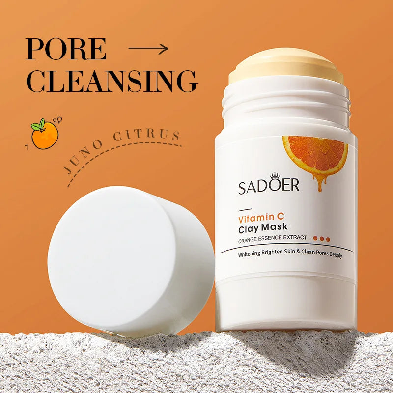 SADOER Vitamin C Solid Facial Mask Clay Mud Masks Stick Pore Cleaning Remove Blackhead Whitenting Moisturizing Clay Face Mask