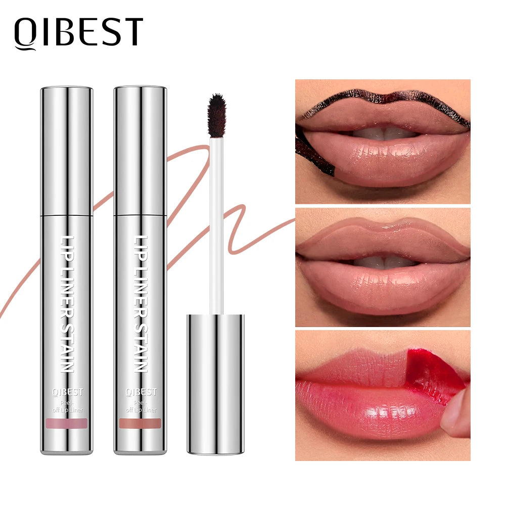 QIBEST Waterproof Lip Liner Peel Off Tattoo Lipgloss Lasting Matte Lip Tint Brown Contour Tear-off Lips Stain Makeup Lipliner