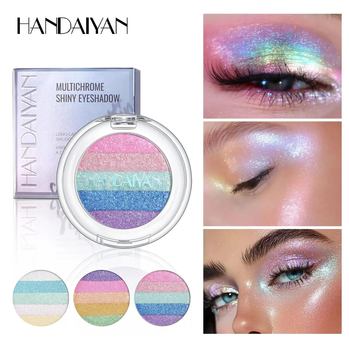 Long Lasting Pressed Powder Eyeshadow Palette Waterproof Highly Pigmented Rainbow Highlighter Chameleon Glitter Beauty