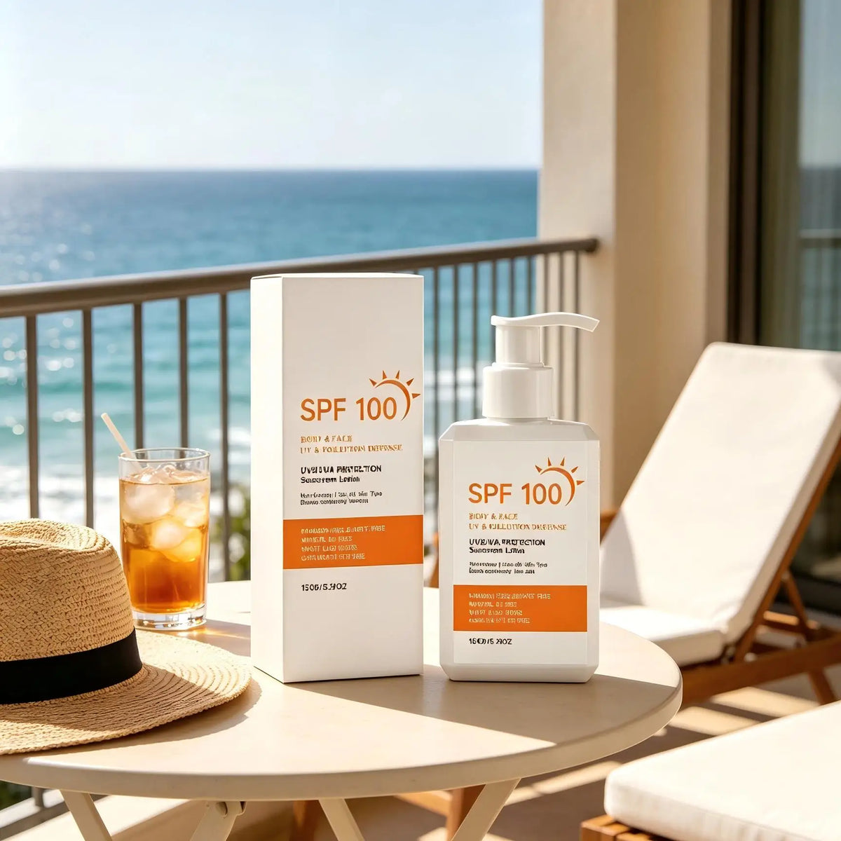 Spf 100 Sunscreen Anti UV Protection Dewy Finish Deep Hydration Water Resistant Non-greasy Sunblock for Body & Face Care 150g