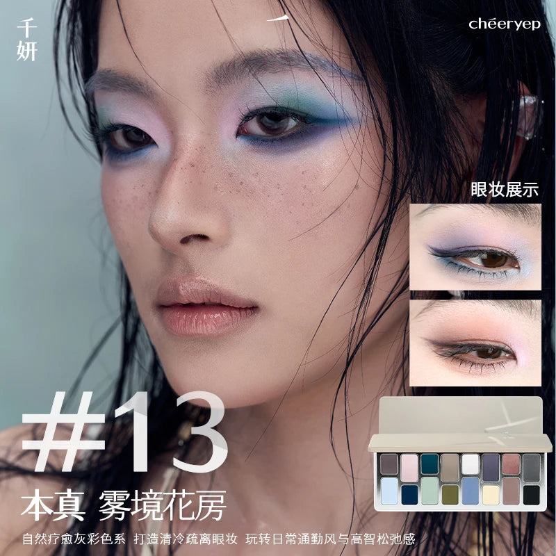 Cheeryep 16 Color Eyeshadow Palette Shimmer Matte Waterproof Long Lasting Vegan Cruelty Free Y2K Festival Travel Makeup