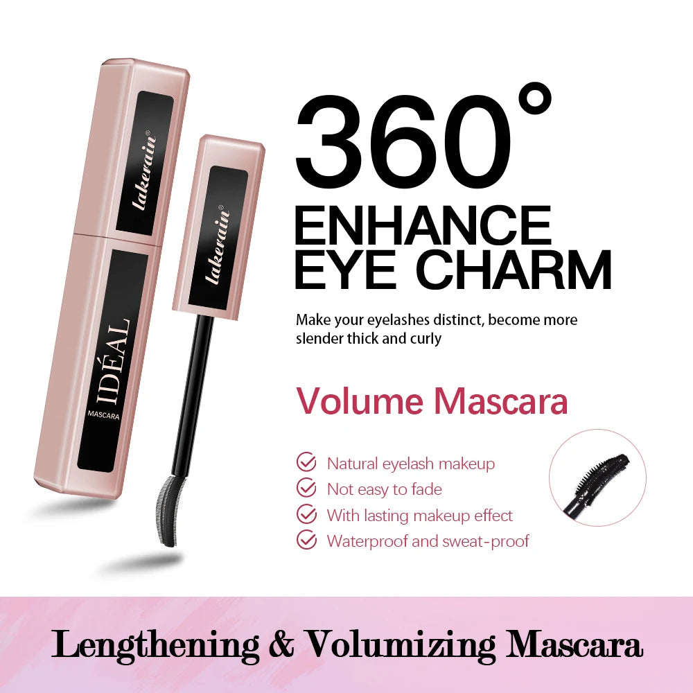 Lakerain Lengthening Volumizing Mascara Fan Shaped Makeup Effect Long Lasting  Clump-Free Lashes Suitable for All Skin Tones