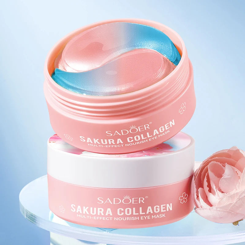 Collagen Eye Treatment Mask 60pcs - Sakura Formula Nourishes & Firms, Reduces Dark Circles & Puffiness, Hydrates & Brightens.