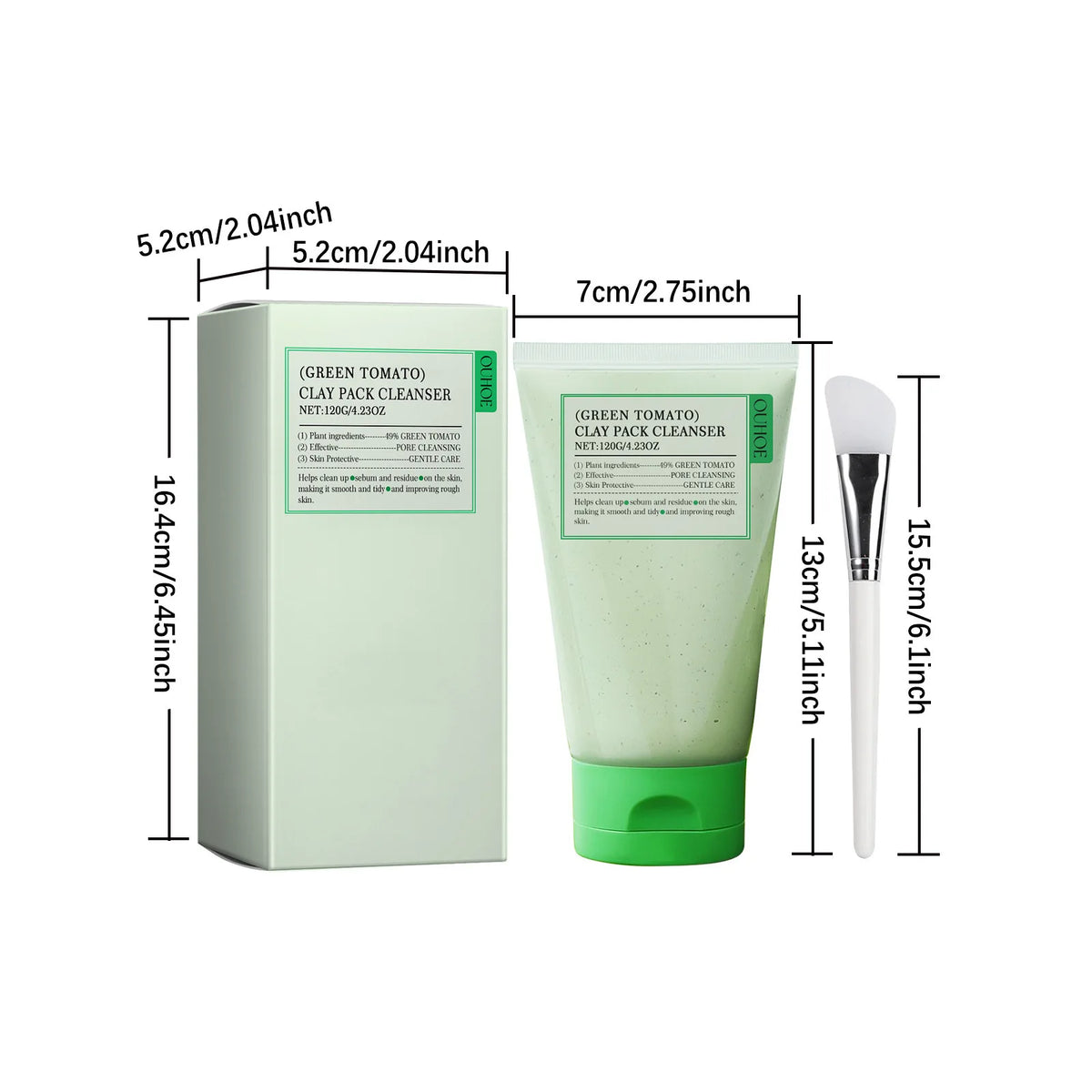 Green Tomato Clay Mask Cleanser for Women Deep Pore Cleansing, Oil Control, Gentle Daily Face Wash for Blackhead & Sebum Control