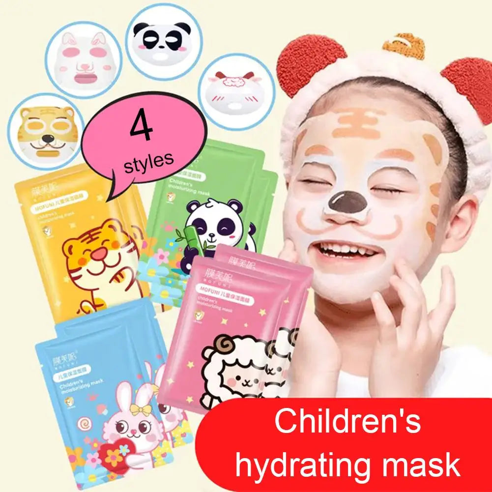 1/5pcs Cartoon Facial Mask For Children Deep Hydrating Sheet Mask Moisturizing Skincare Tiger Rabbit Face Mask Skin Care