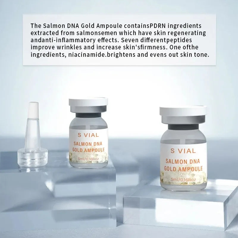 Face Salmon DNA Gold Ampoule Skin Booster Serum Kit Brightening Whitening Moisturizing Rejuvenation Care Skin