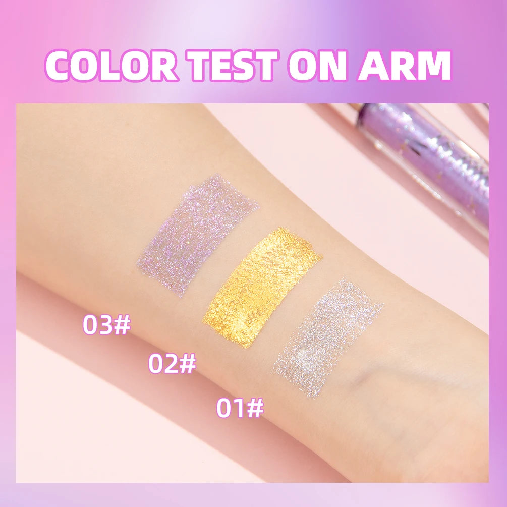 QIBEST Sliver Gold Purple Glitter Mascara Quick Dry Lasting Waterproof Curling Thick Shiny Eyelash Diamond Mascara 3 Colors