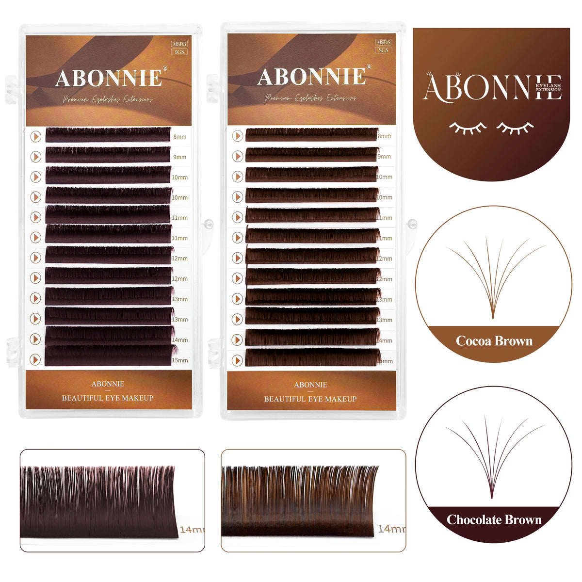 ABONNIE Cashmere Cocoa Chocolate Brown Fans Lashes Eyelashes Handmade Easy Fans Volume Lashes ExtensionsEasy Fans Extensions