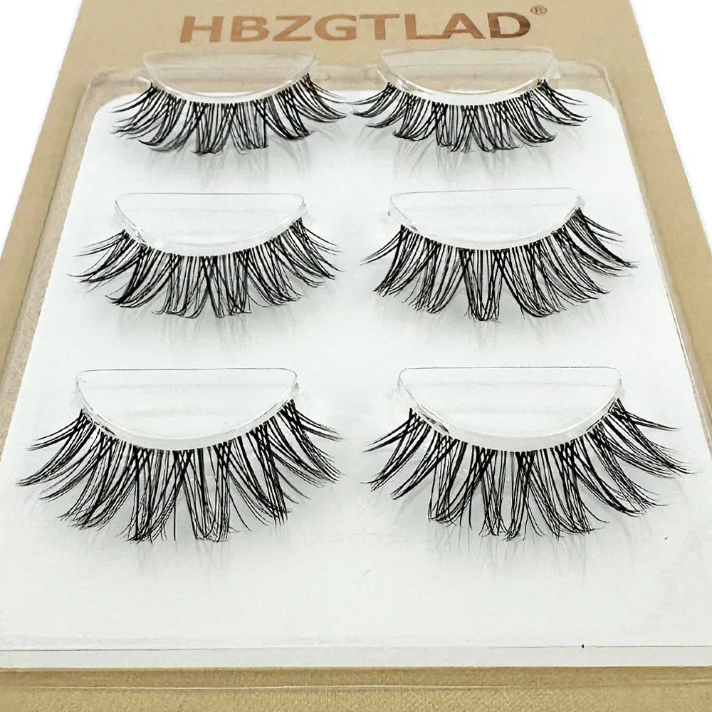 NEW 3Pairs 5d Mink Lashes 3D Mink Eyelashes Invisible Band Natural Black Mink False Eyelash Full Strip Cilios Posticos Reusable