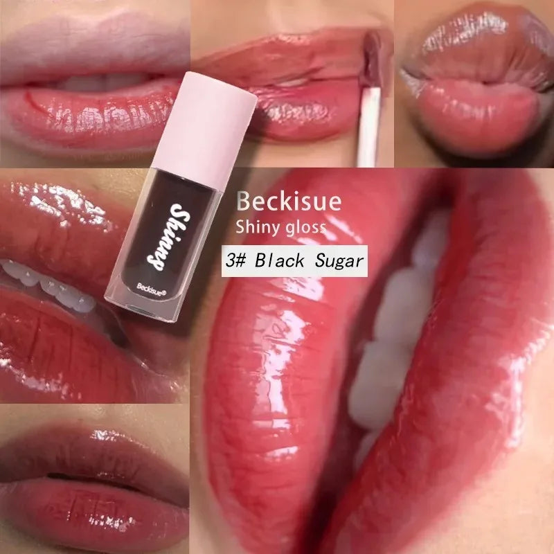 Clear Transparent Jelly Lip Gloss Hydrating Drying Mirror Black Lip Glaze Tint Plumper Crystal Moisturizing Lip Care Oil Makeup