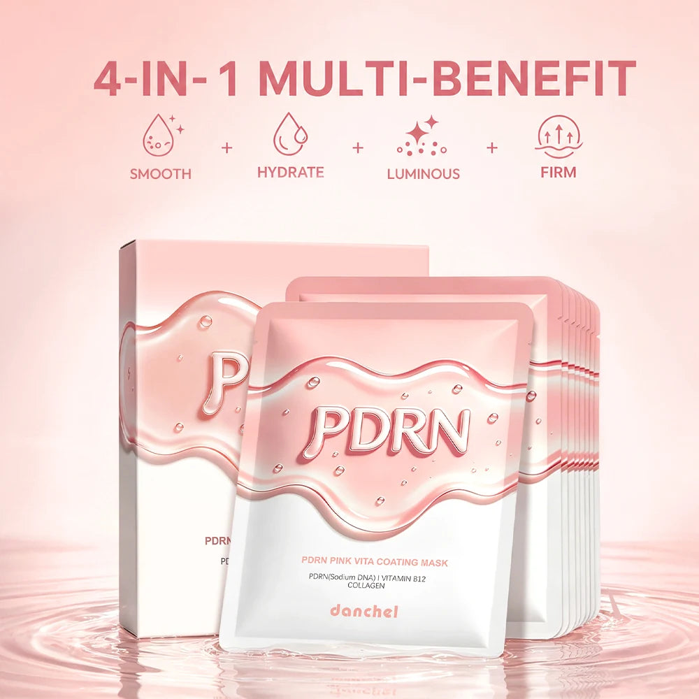 10Pcs Salmon DNA PDRN Pink Vita Coating Sheet Mask Korean Facial Mask Glass Skin Hydrating Firming Balancing Skin Home Skin Care