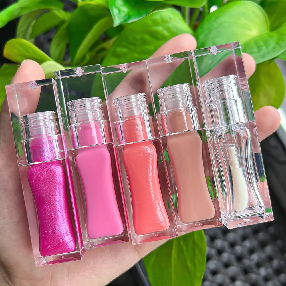 Private Label Lip Gloss Pigment Long-lasting Waterproof Matte Glossy Custom Logo Makeup Wholesale P238 Transparent Square Tube