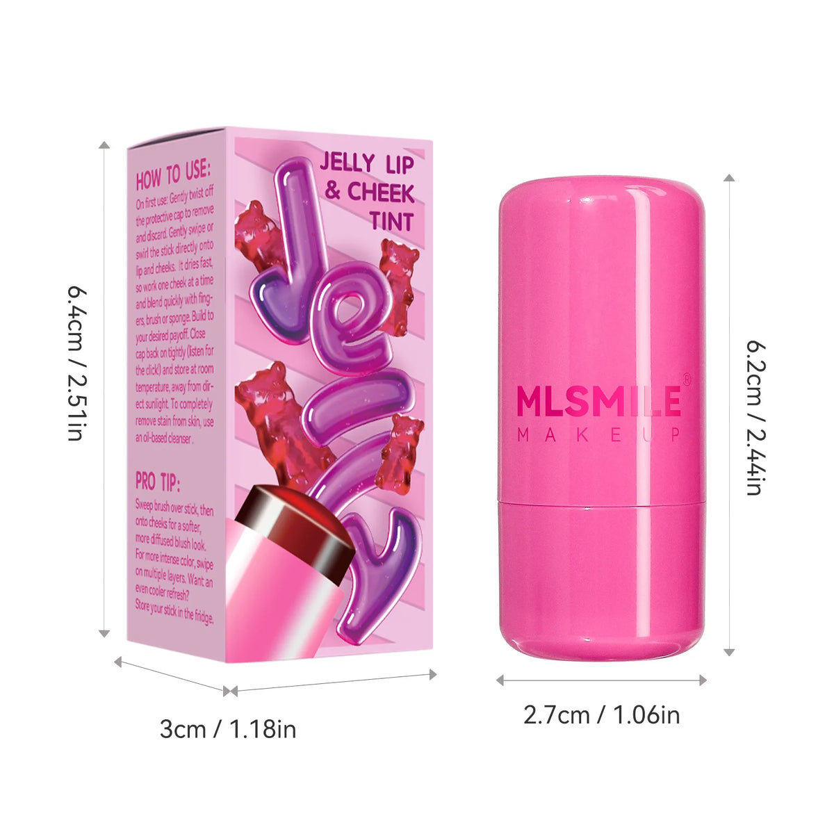 Jelly Powder Blusher 2in1 Blush and Lip 4 Color Rouge Stick Jelly Tint Hydrating Long-Lasting Coloring Vibrant
