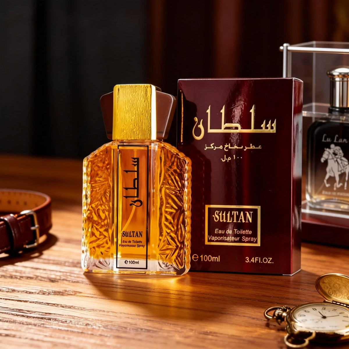 100ml Sultan Arabian Oriental Men Eau De Toilette, Long Lasting Floral Woody Cologne, Ylang Neroli Bergamot, Iris Rose Sandalwood Vanilla Scent, Luxury Middle Eastern Fragrance for Daily Dating Party Gift