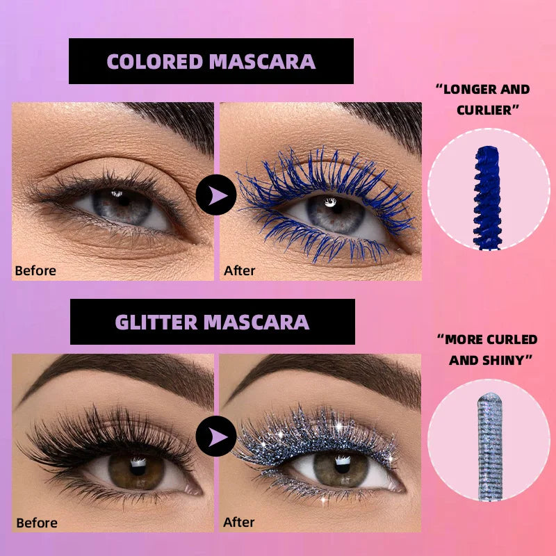 Sparkling Shattered Diamonds Color Pearlescent Matte Waterproof Dense Curled Mascara