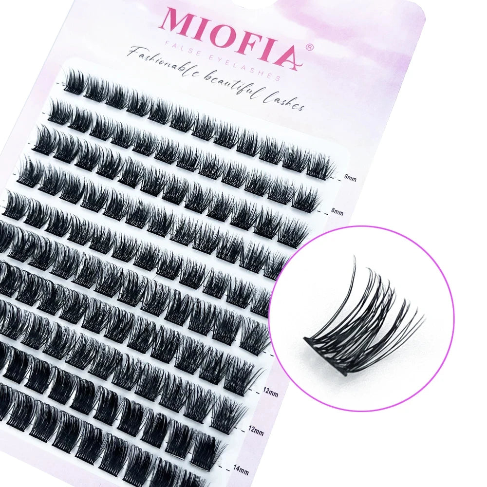1 Box/120 Clusters Mink Eyelashes 8-14mm Individual Lashes Natural Look D Curl Fluffy Cluster Lashes DIY Eyelash Extension Tools