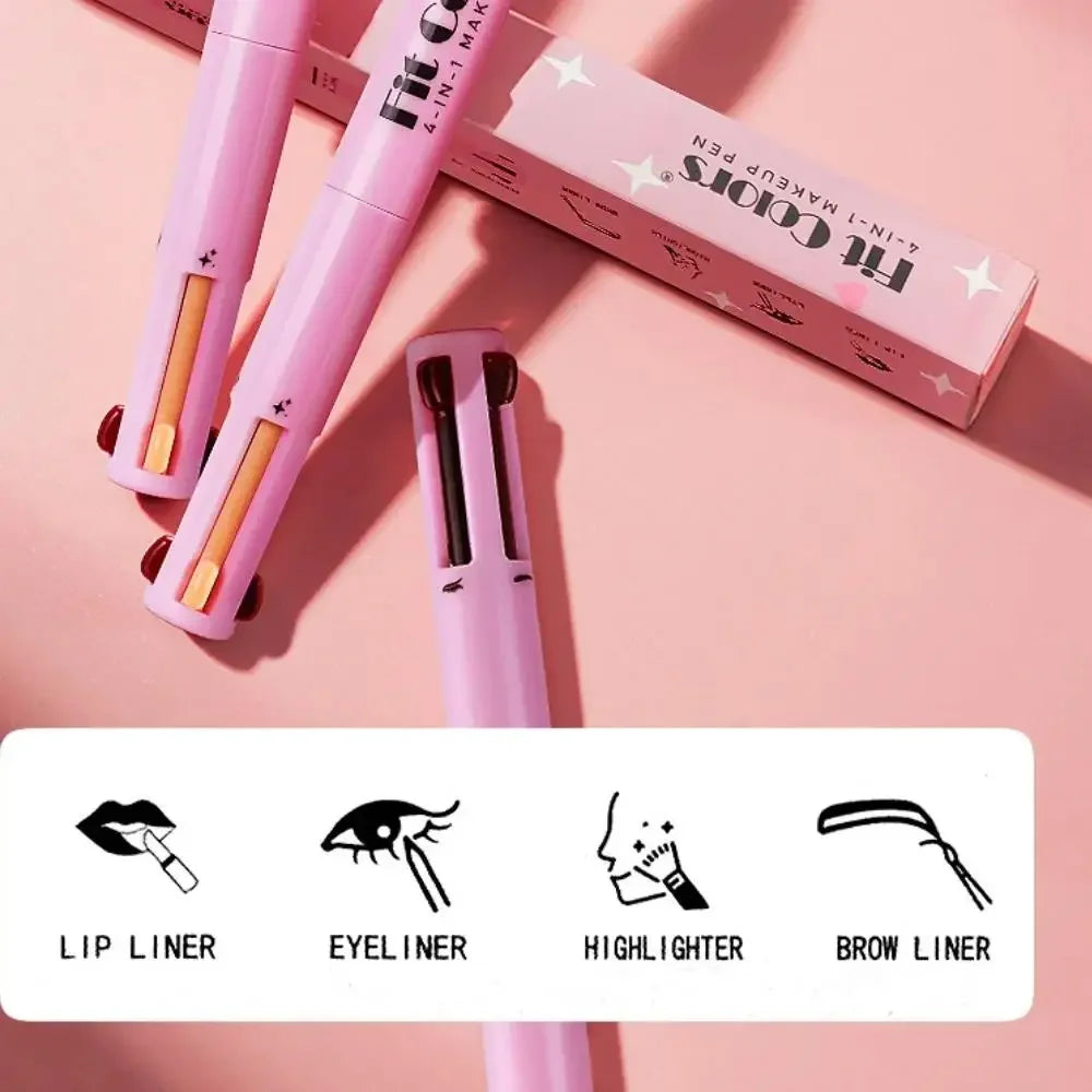 Long Wearing 4 In 1 Cosmetic Pencil Eyeliner Eyeshadow Eyebrow Highlighter Lip Liner Creamy Pigmented Easy Blend Beauty Tool