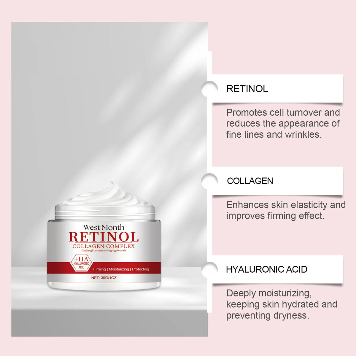 Retinol Moisturizer Face Cream Repairing Moisturizing Nourishing Cream Brightening Skin Facial Cream Anti-Aging Face Skin Care