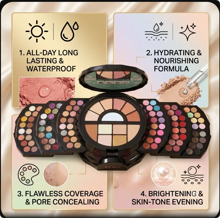 110 Color All-in-One Makeup Palette Gift Set Include Eyeshadow Glitter Lipstick Concealer Blush Eyeliner Highlighter With Mirror