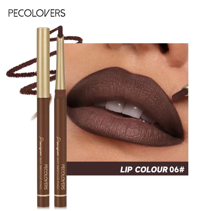Inclined Tube Brown Tube Lip Liner, Multi-color Lipstick Pen, Depicting Lip Contours, Charming Lips, Lip Cosmetics