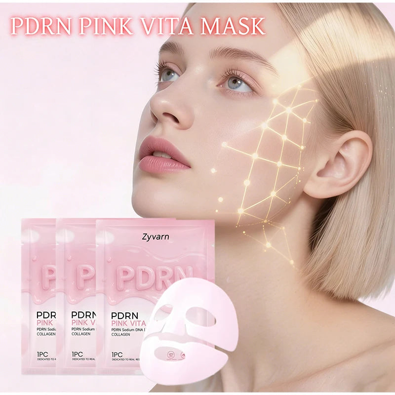 1/3/5pcs PDRN Pink Collagen Mask Korean Vitamin B12 Skincare, Daily Hydrating Facial Sheet Mask
