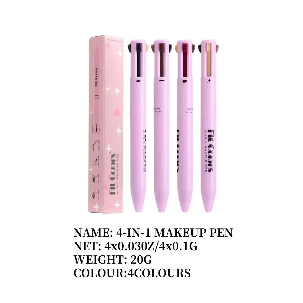Long Wearing 4 In 1 Cosmetic Pencil Eyeliner Eyeshadow Eyebrow Highlighter Lip Liner Creamy Pigmented Easy Blend Beauty Tool