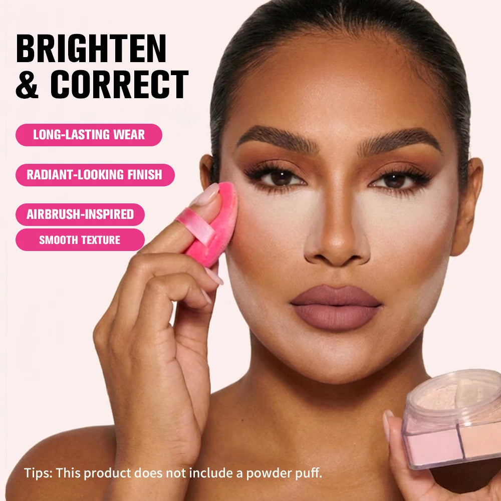 Lakerain Dual Color Loose Powder Baking Setting Face Powder Long Lasting Oil Control Matte Makeup for Women Girls Daily Party Co