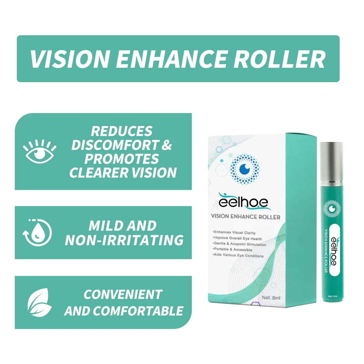NEW High-end 8ml Quickly Restore Vision Enhance Roller Promotes Clearer Eyesight Mild Relax Massage Fatigue Relief For Eye Care