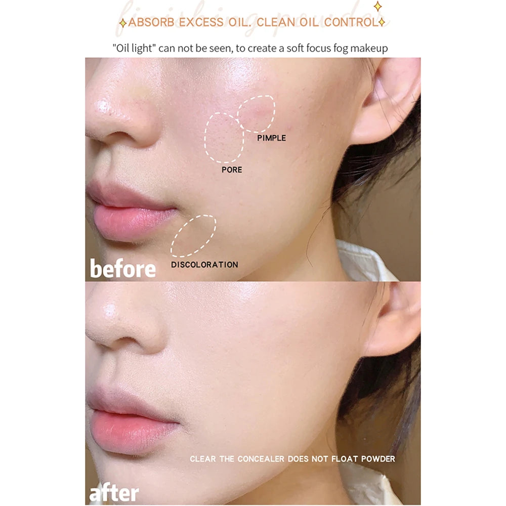 MACKANDY Air Cushion Setting Powder Oil Control Waterproof Long-lasting Concealer Smooth Loose Powder Facial Makeup Cosmetics