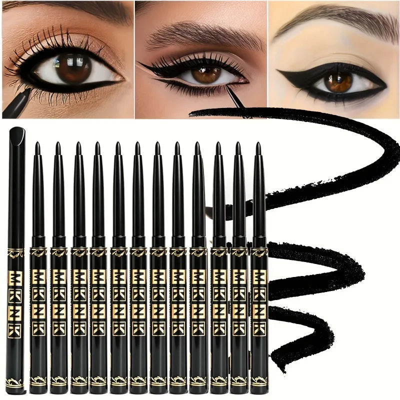 1-12Pcs Waterproof Black Eyeliner Gel Pencils Smudge-Proof Long-Lasting &Beginner-Friendly Smooth High Pigmented Punk Eye Makeup