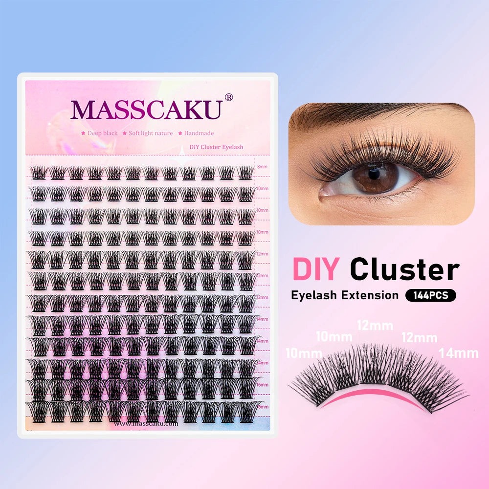 YUANZHIJIE DIY 120 PCS Cluster Lashes 3D Natural Bunch 8-16mm D Curl Segmented Beam Individual Mink Tufted Eyelash Fine Lash Tip