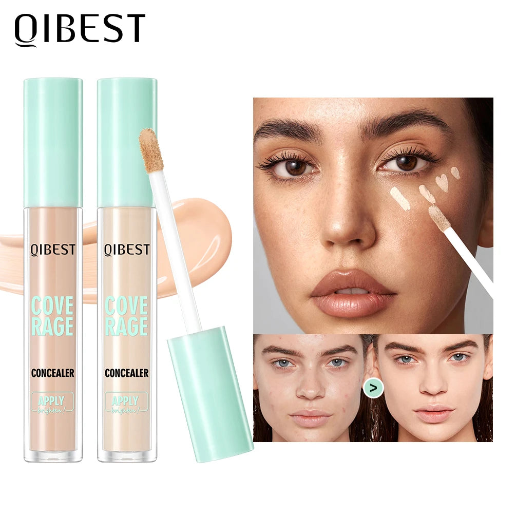 QIBEST 3D Full Coverage Concealer Long Lasting Liquid Concealer For Dark Circles Natural Finish Seamless Blend Under Eye Makeup
