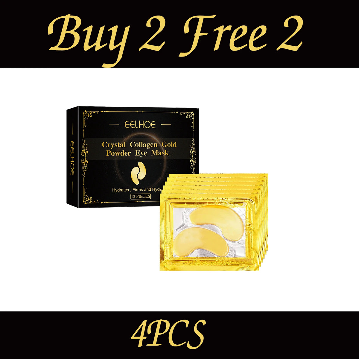 12 PCS EELHOE Collagen Eye Mask Daily Care Eye Skin Water Embellish Moisturizing Lip Care Eye Mask Paste