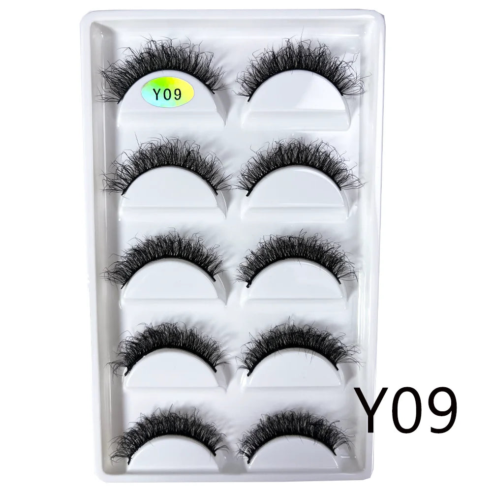 NEW 5 Pairs 3D Y08 Natural Mink False Eyelashes Fluffy Style Makeup Eyelash Fake Eye Lashes Faux Cilios Make Up Beauty Tools