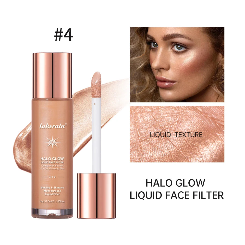Halo Glow Liquid Filter Liquid Highlighter Face Contouring Pearlescent Makeup Brightener Bronzer Glow Body Face Contour Shimmer