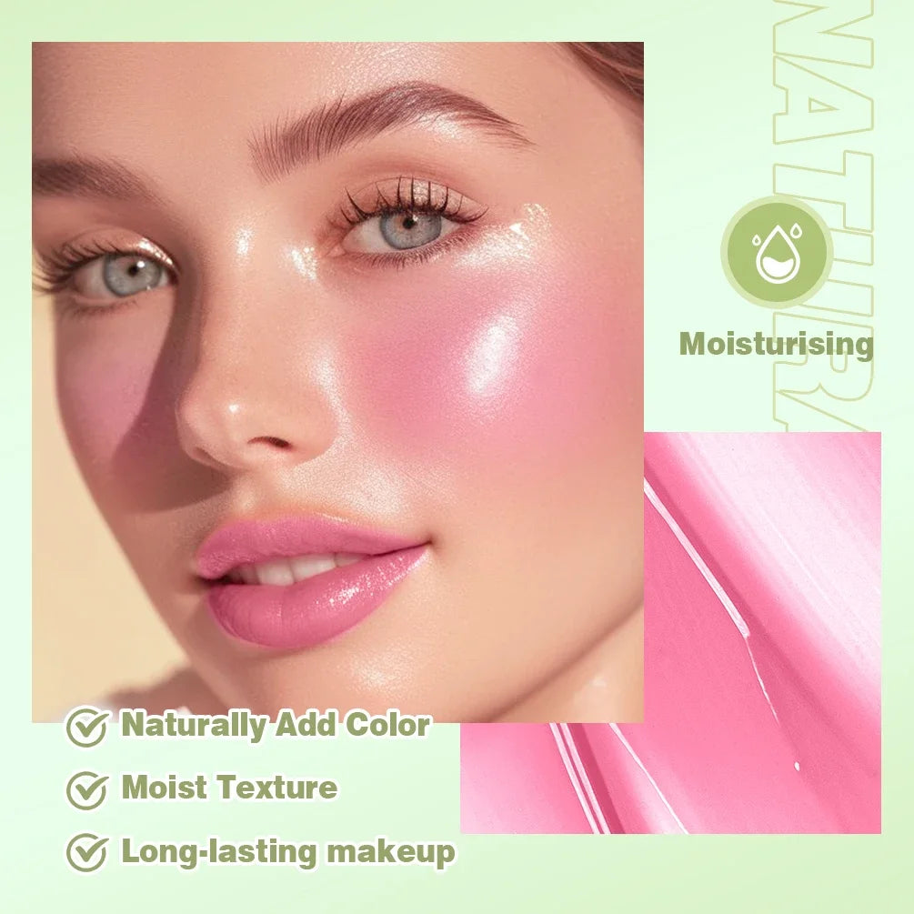 QIBEST Jelly Blush Stick Lip And Cheek Multi-Purpose Lip Tint Blusher Cooling Water Tint Sheer Lip Stain Moisturizing Makeup