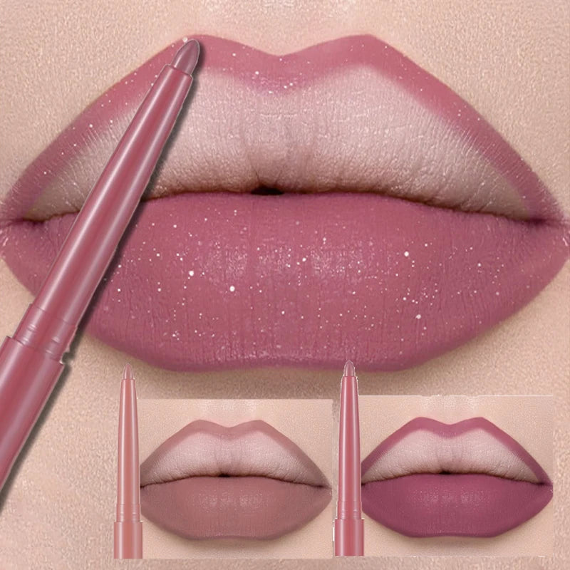 Multi Color Matte Lip Liner Crayon, Velvet Waterproof Lip Pencil for Outline & Fill Lips, Long Lasting Non Stick Lip Makeup