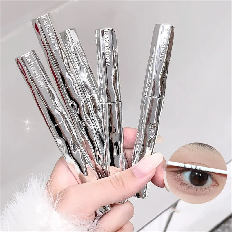 Silver Silk Fiber Matte Mascara Ultra-Fine Brush Lengthens Eyelashes Waterproof Fast Dry Eyelash Curled Extension Mascara Makeup