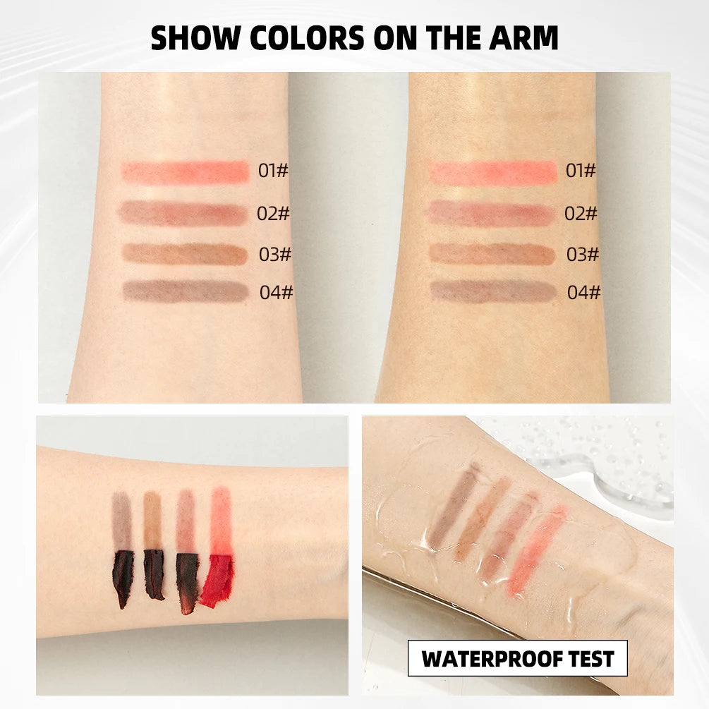 QIBEST Waterproof Lip Liner Peel Off Tattoo Lipgloss Lasting Matte Lip Tint Brown Contour Tear-off Lips Stain Makeup Lipliner