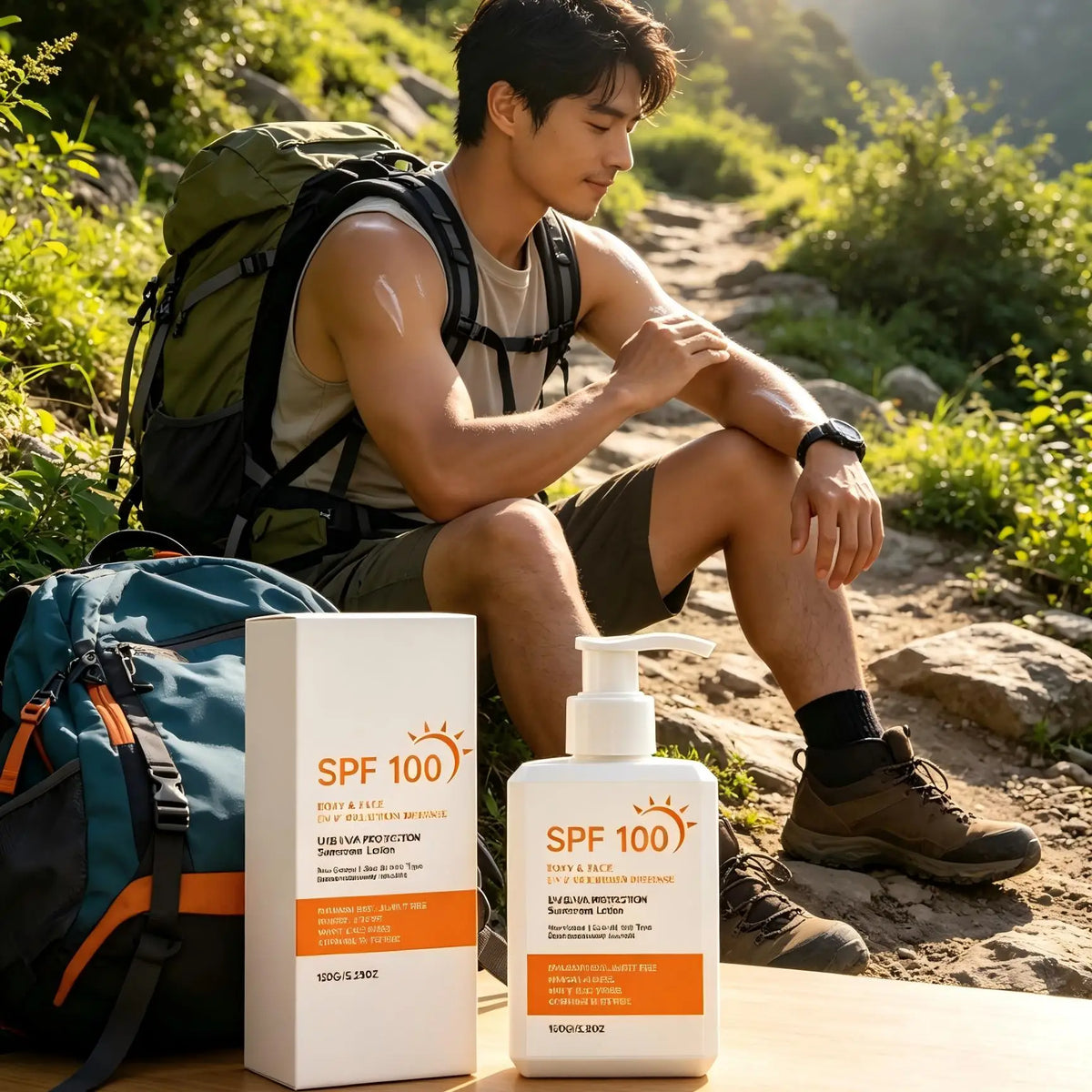 Spf 100 Sunscreen Anti UV Protection Dewy Finish Deep Hydration Water Resistant Non-greasy Sunblock for Body & Face Care 150g