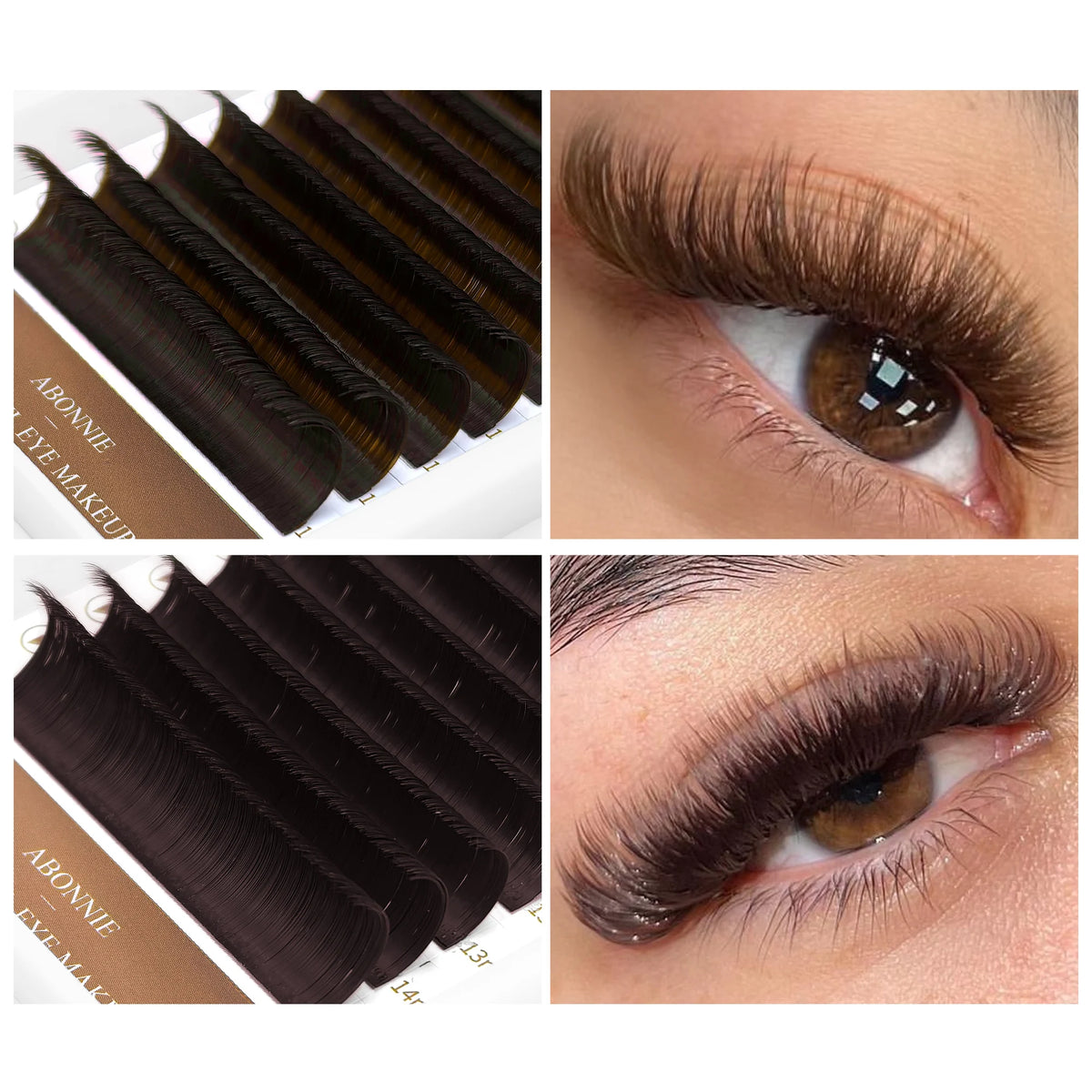 ABONNIE Cashmere Cocoa Chocolate Brown Fans Lashes Eyelashes Handmade Easy Fans Volume Lashes ExtensionsEasy Fans Extensions